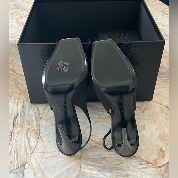 Mae Slingback Sandals In Crepe Satin With Feathers - Picture 10 of 11